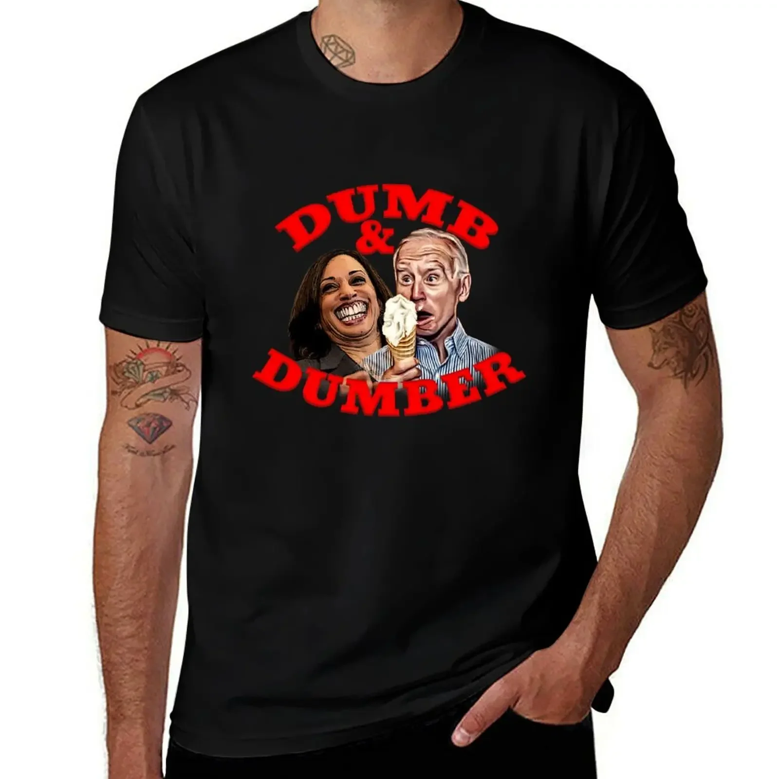 Biden & Harris DUMB AND DUMBER Cartoon T-Shirt oversized kawaii clothes t shirts for men cotton