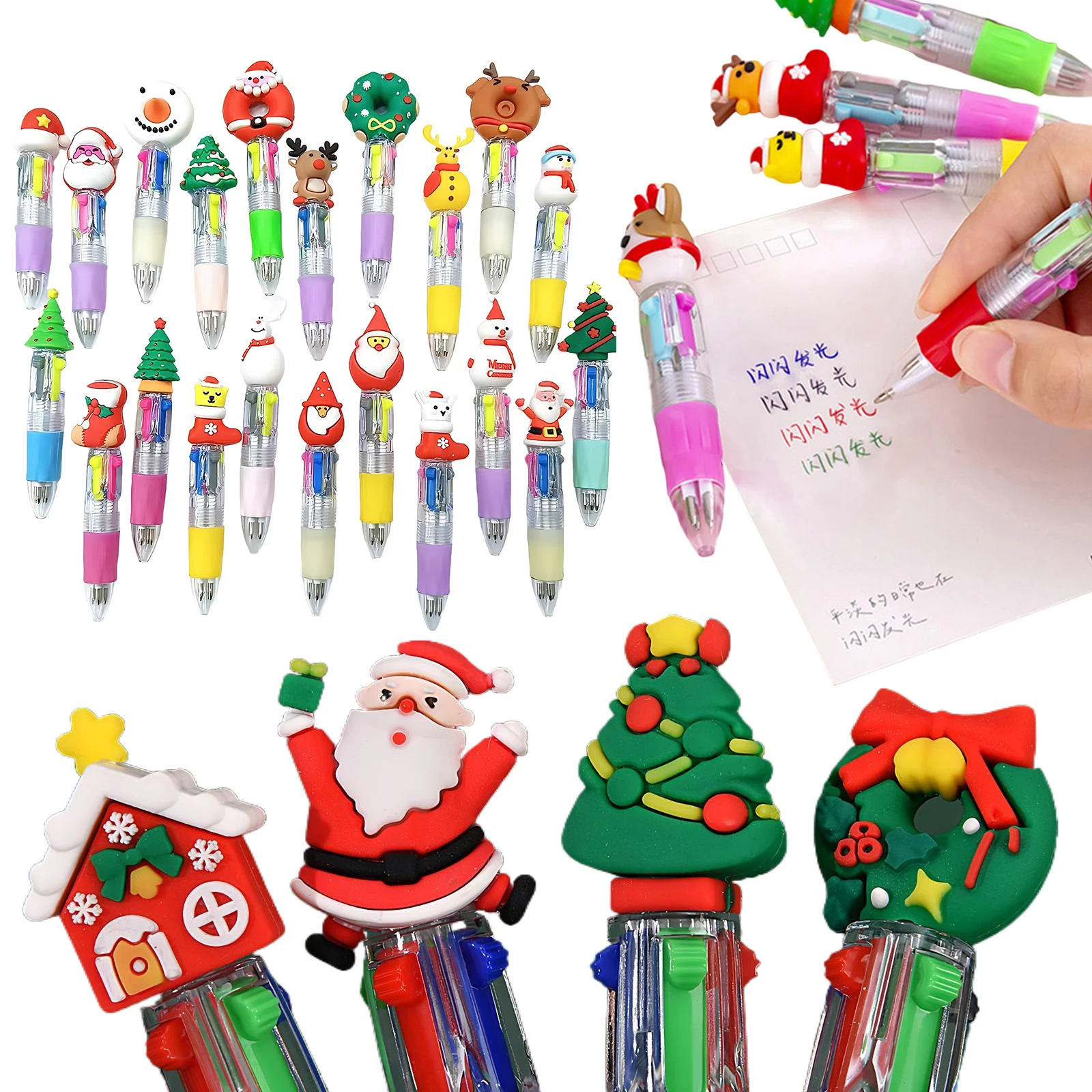 

21PCS Mini Multicolor Pens in One 4-in-1 Cute Pens Cartoon Cute Fun Pens for Holiday Party School Supplies Students Rewards