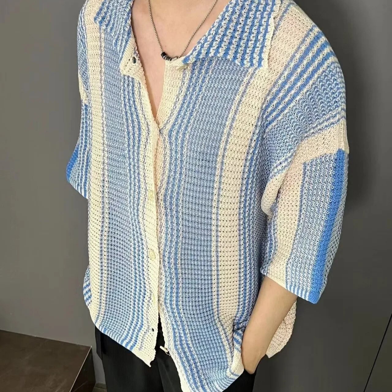 Men's Shirts, Stripe new in tops & tees, Long sleeve shirt, Casual Shirt, 2025 Men's clothing,Tops Japanese style