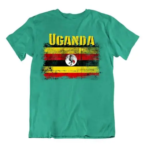 Uganda flag Tshirt T-shirt Tee top city map grey crowned crane GOOD TRICOT