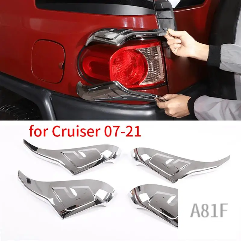 

4 Pcs Silver Tail Light Cover Decorative Cover Protective Cover For Toyota FJ Cruiser 07-21 Decoration Accessories