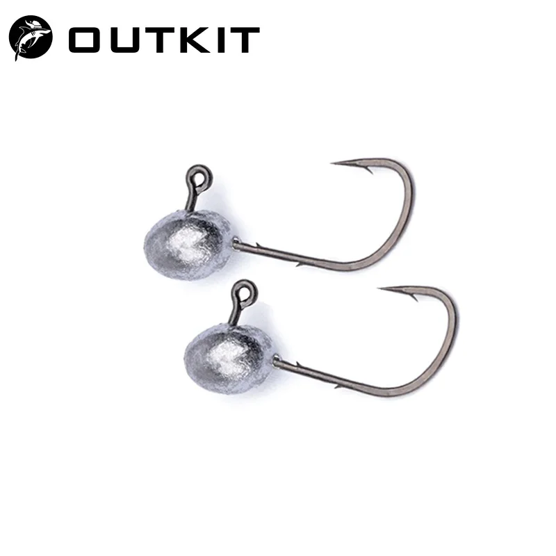 OUTKIT 10pcs Mini Jig Head Hook 4X Strong Rockfish Exposed Lead Head Hook Barbed Hook Trout Soft Worm Lure Jig Fishing Tackle