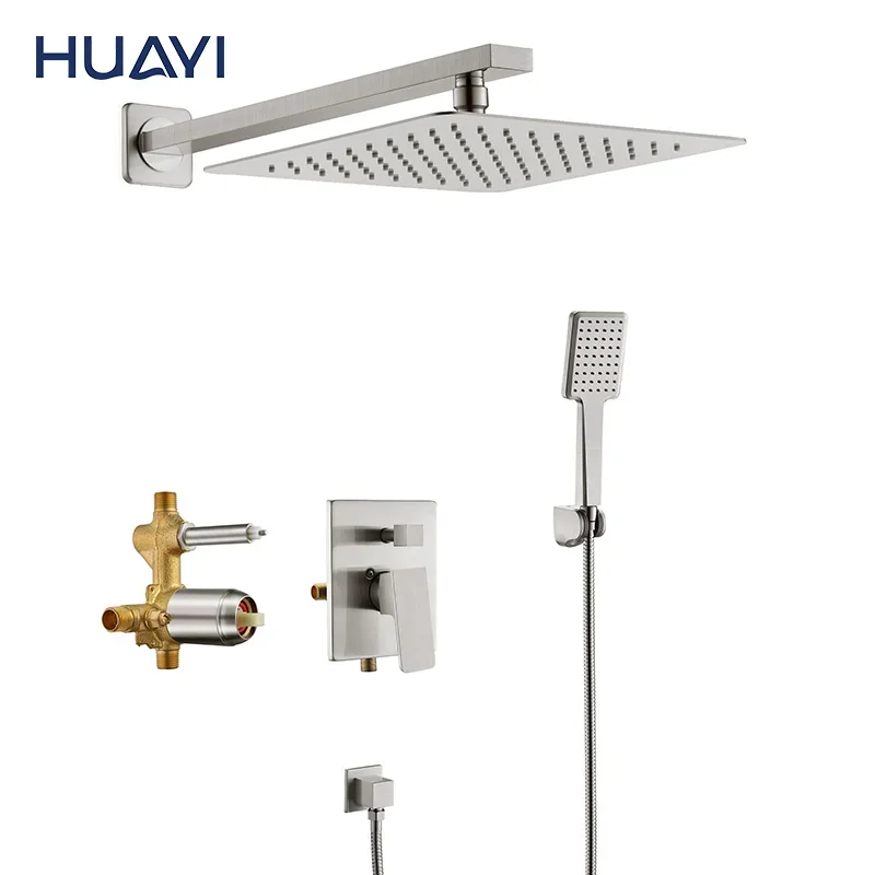 005 Factory Brushed Nickel Shower Mixer bathroom high pressure rain shower set