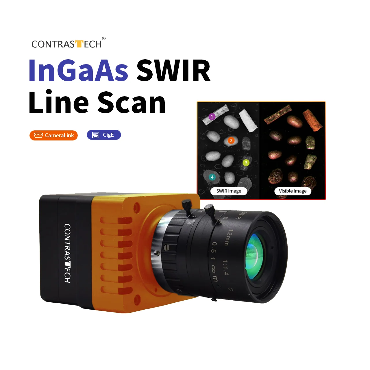 InGaAs 512x1/1024x1 10kHz 20kHz Short Wave Infrared GigE CameraLink Line Scan SWIR Camera for Fog Penetration 