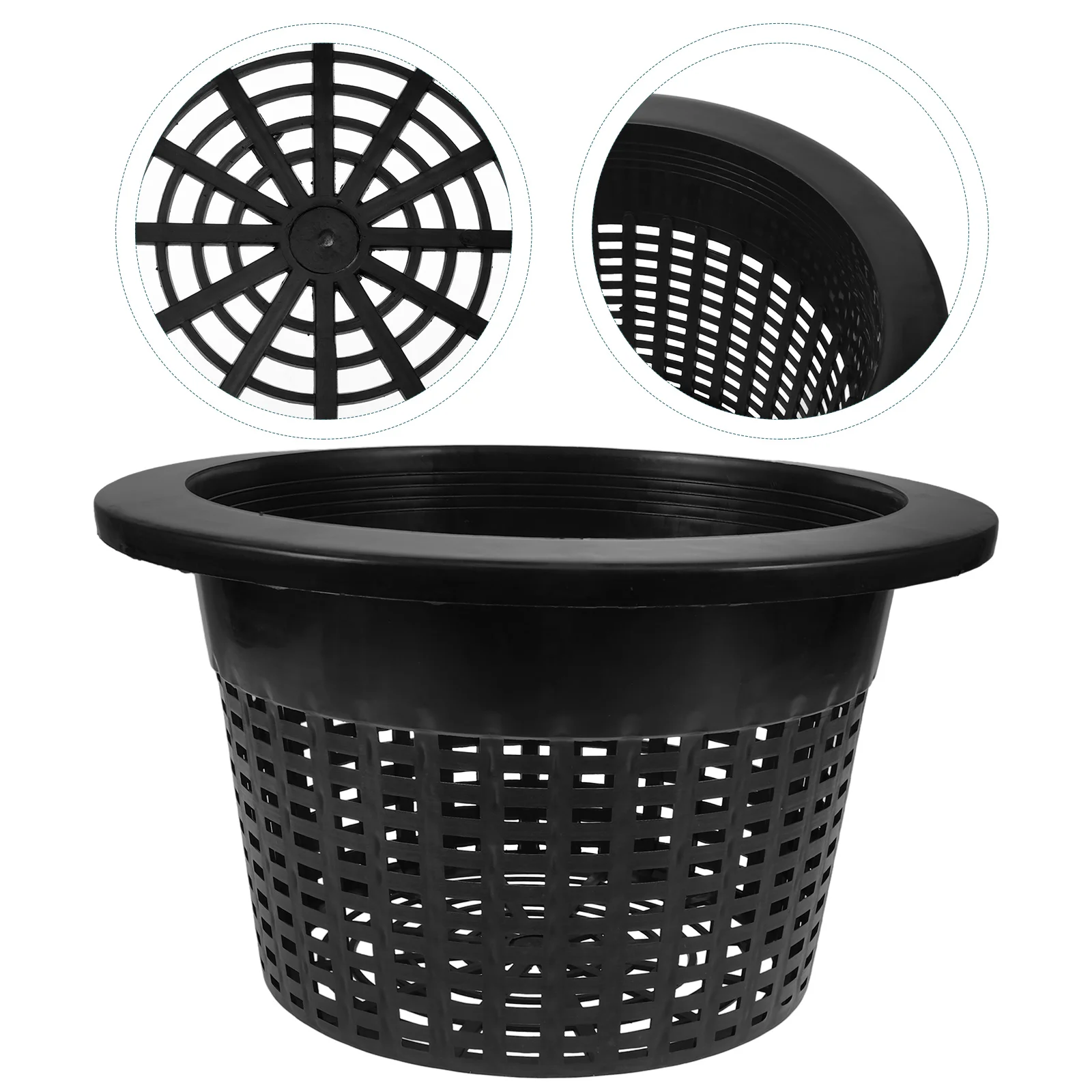 

Large Flower Pot Net Bottom Hydroponic Mesh Baskets Plant Bucket Plastic Cups Garden Containers Sturdy Design Black Thick Large