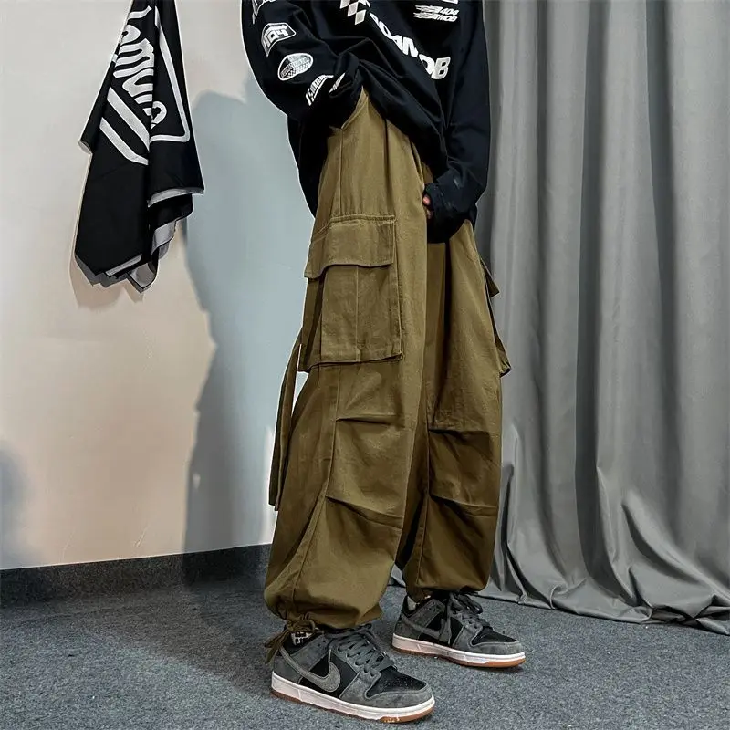 2024 Black Cargo Pants for Men Oversize Cargo Trousers Male Green Loose Casual Japanese Streetwear Hip Hop Pocket Big Size