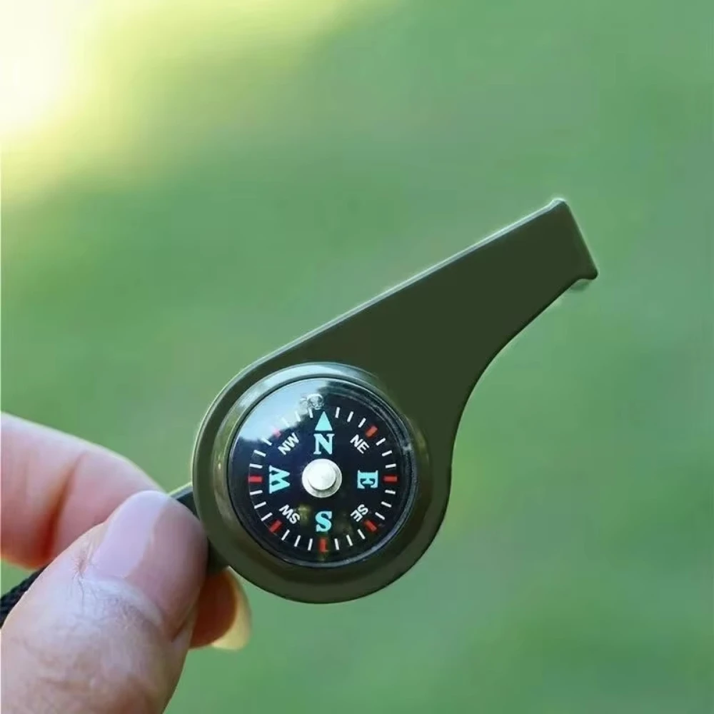 3-in-1 Outdoor-Notfallpfeife mit Kompass, Thermometer, Outdoor-Pfeife, Bequem zu Tragen, Geeignet für Camping und Wandern – Detail 3