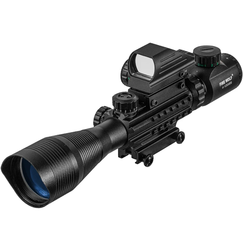 Fire Wolf 4-12x50 Scope Illuminated Rangefinder Reticle Rifle Holographic 4 Reticle Sight 20mm Red Grenn Laser For Hunting