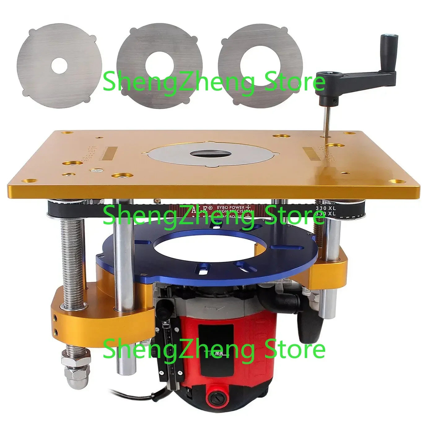 Woodworking Electric Wood Router Lift System with Router Insert Plate for Carving and Trimming Adjustable DIY Workbench