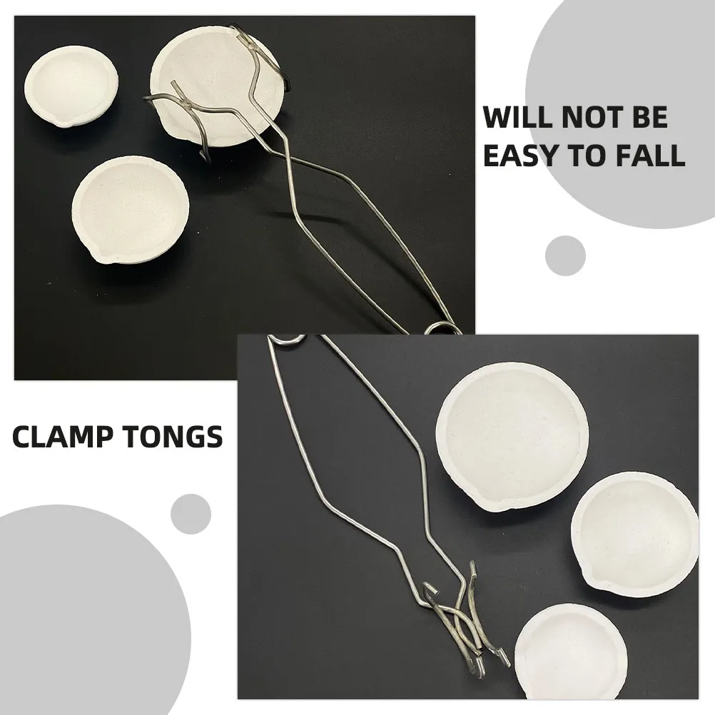 1Set Crucible Clamp Tong Steel Melting Bowl Metal Smelting Tool Laboratory Clamp for Melting Furnace Gold Silver Casting Kit