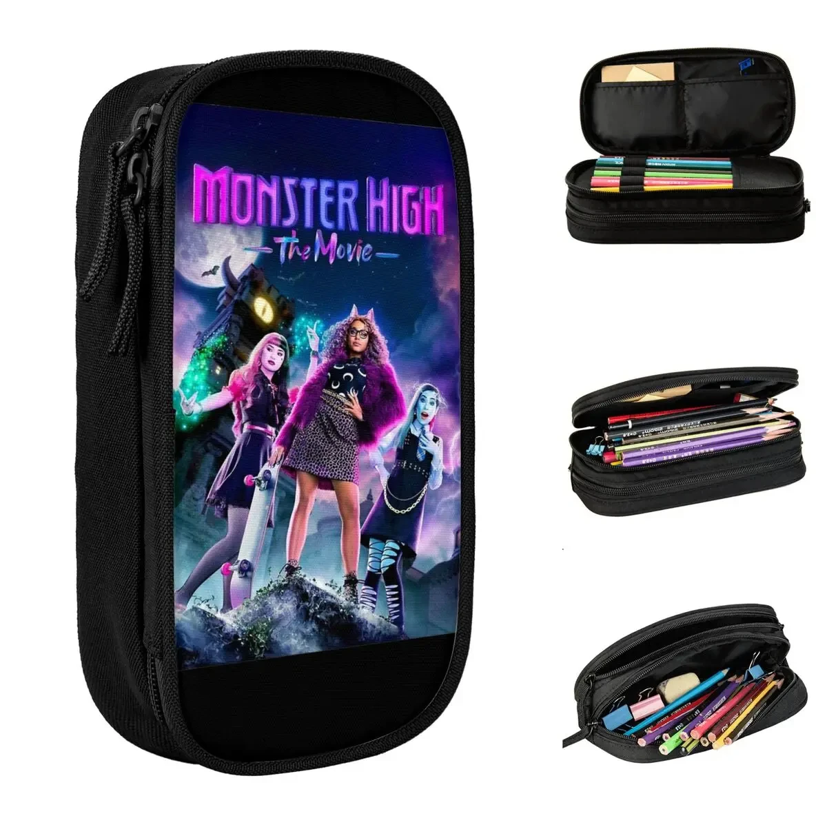 

Коробка для ручек Monster High, двухслойная вместительная школьная детская коробка для карандашей, отличный подарок