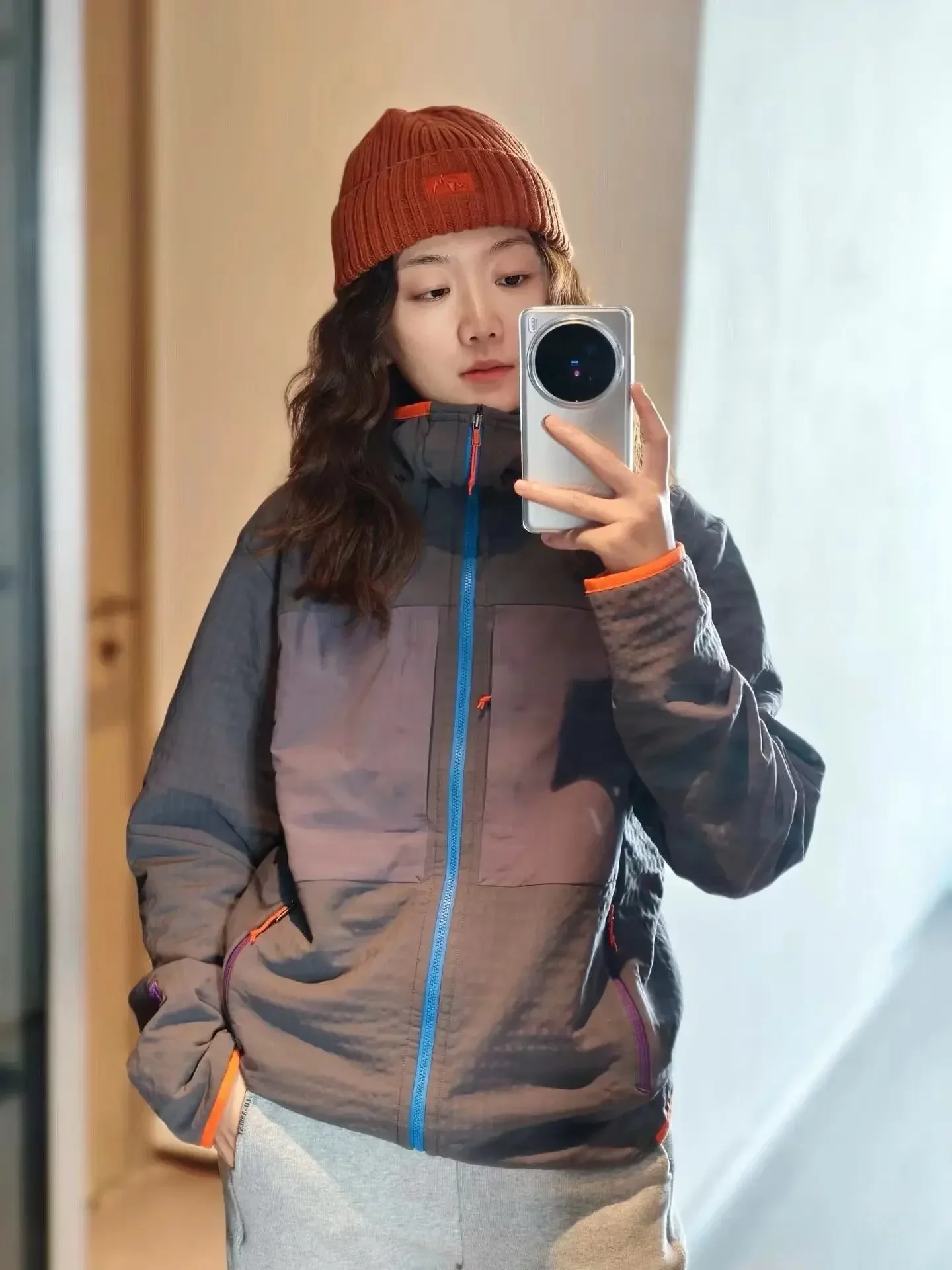 Fleece Outdoor Lightweight Warm Windproof Waterproof Color Matching Hooded Sweater Jacket R/2