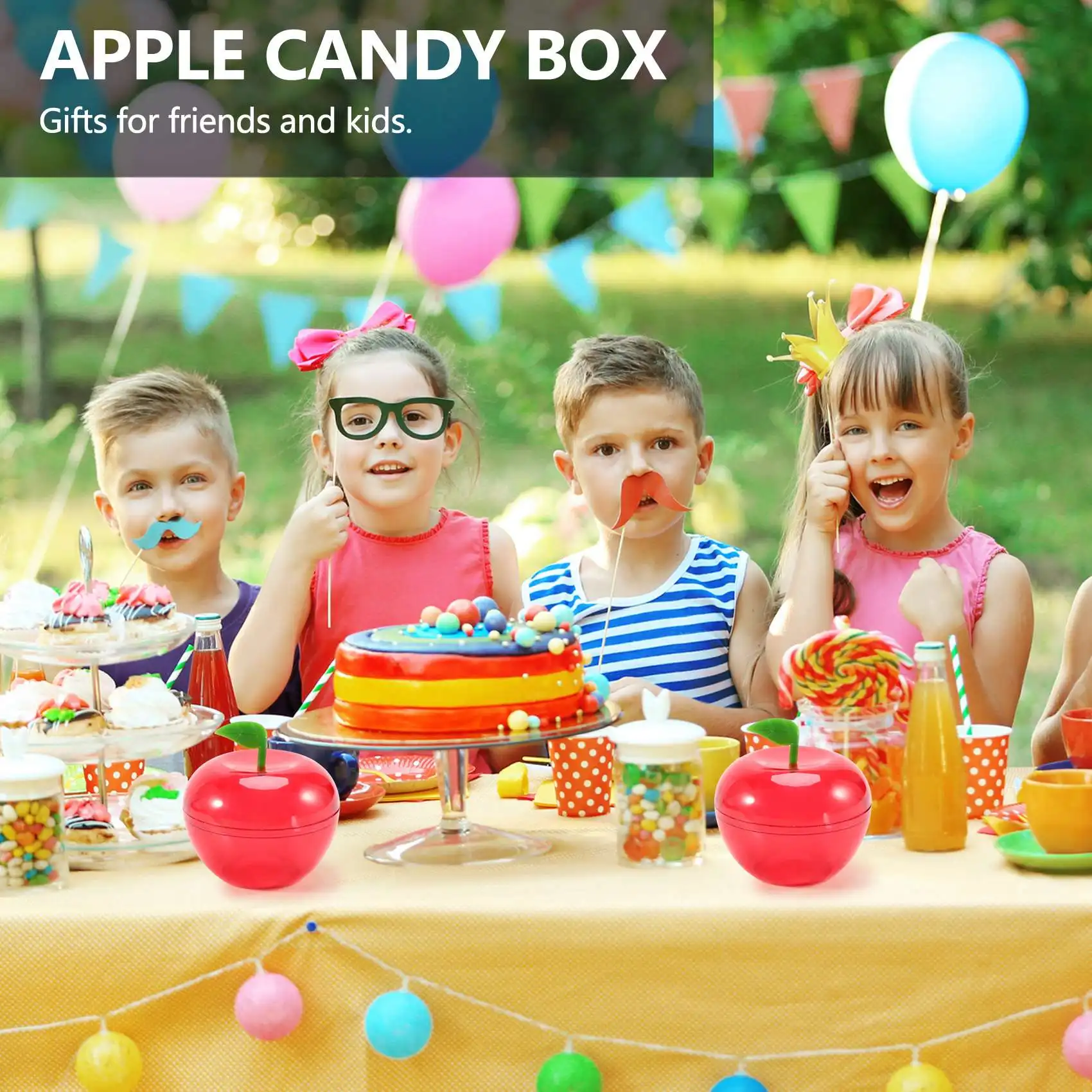 20PCS Wedding Party Preference Apple Container Toy Filled Plastic Apple Shaped Candy Box Birthday/Wedding Decoration