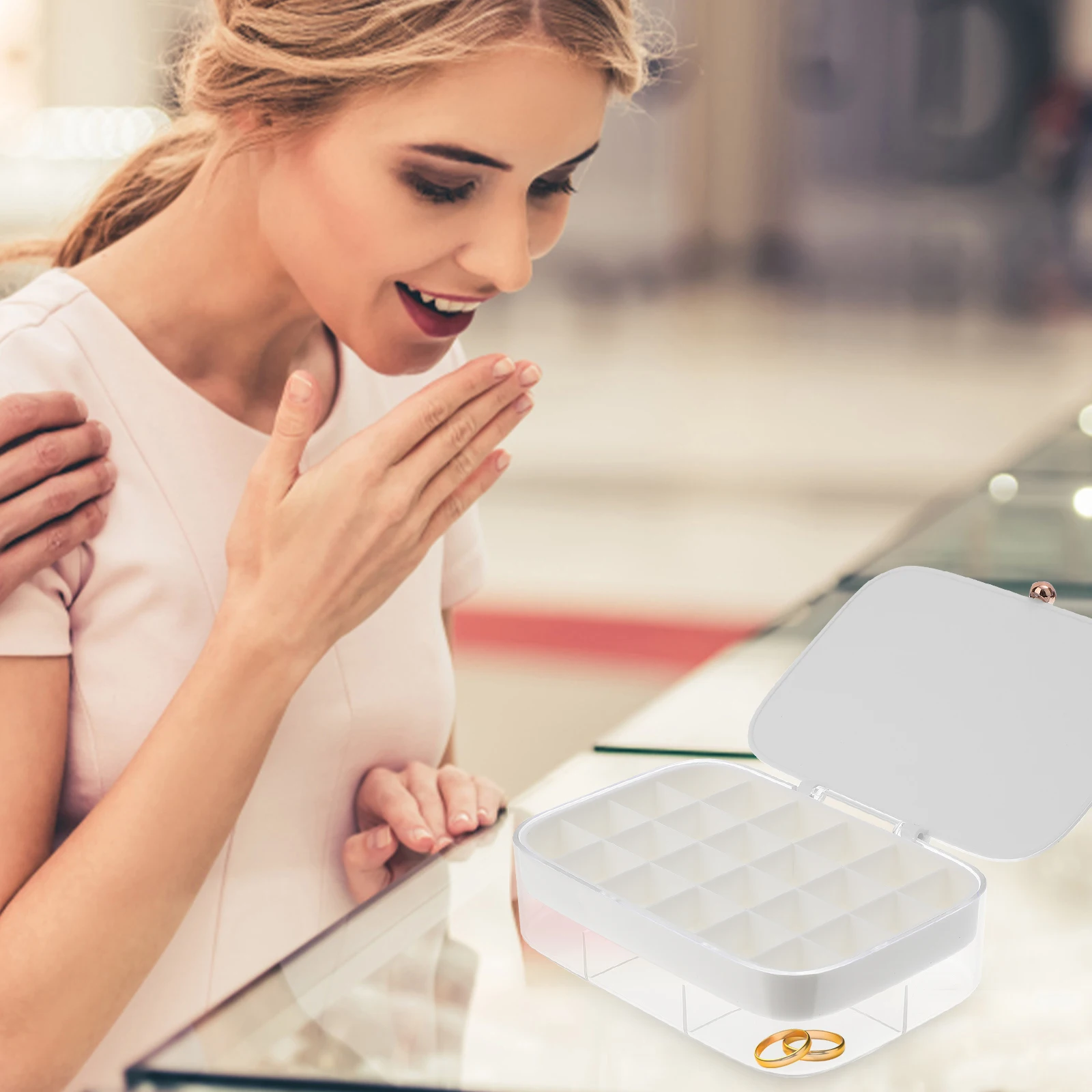 

Jewelry Storage Box Portable Earring Holder Travel Organizer Small Case ABS PP No Deforming Easy Open Lightweight Gift
