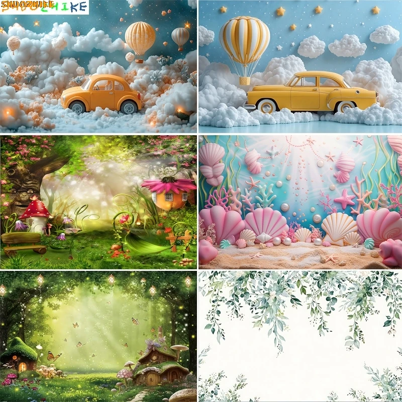 

Fairy Tale Mushroom House Photography Backdrops Baby Photoshoot Kids Newborn Children Birthday Party Photo Background ZP-01