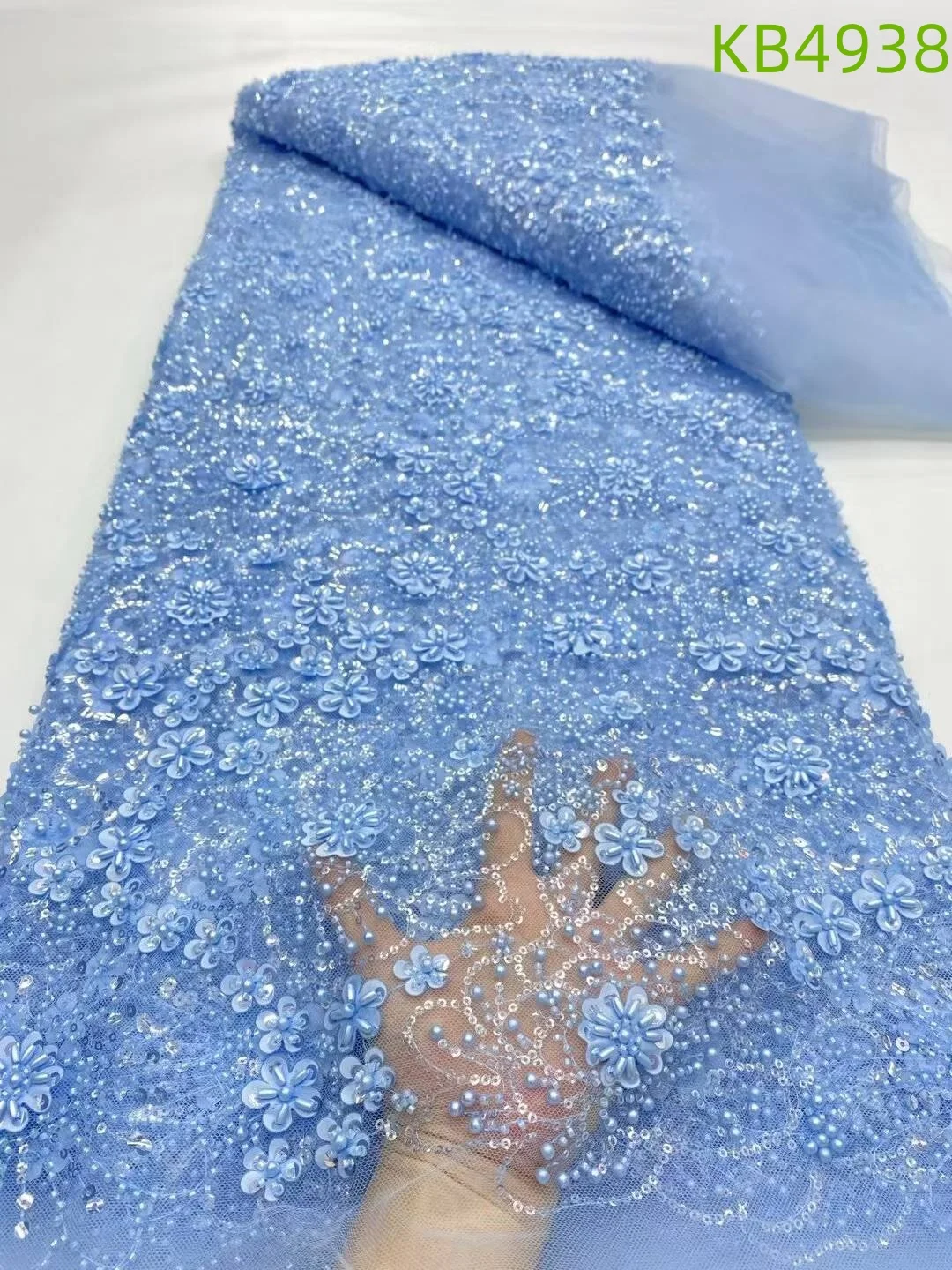 

Purple Lilac Fabric French Mesh With Sequins African Lace Fabric 2024 High Quality Beaded Tulle Lace Fabrics For Sewing KB4938