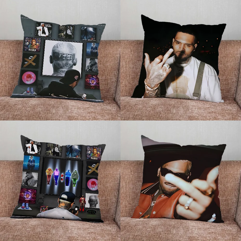 

Rapper C-Chris Brown Pillow Case For Home Bedroom Car Office Decoration Living Room Sofa Cushion Cover Suitable