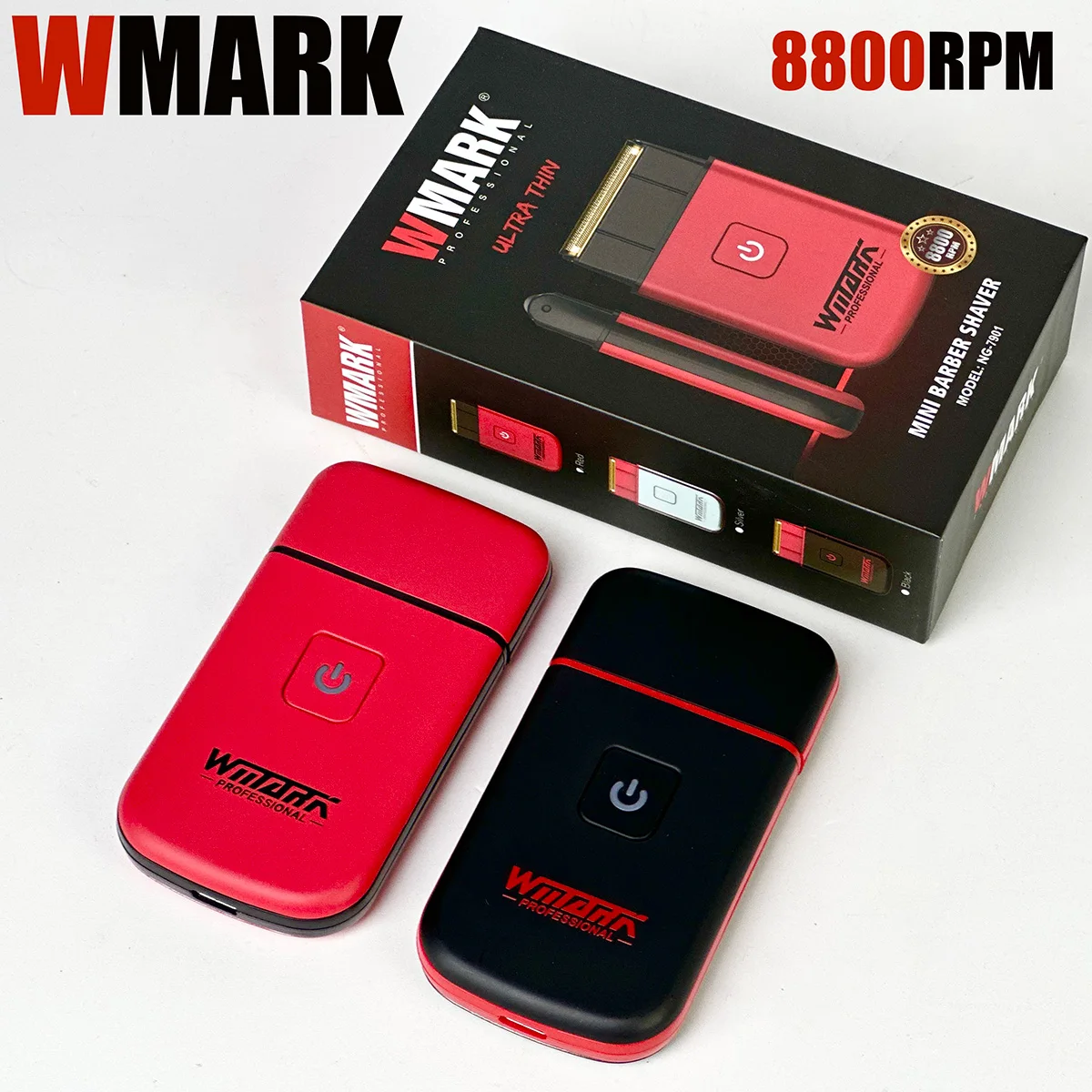 

WMARK Профессиональная парикмахерская мини-бритва 7901 Машинка для стрижки волос Титановая двойная фольга 8800 об/мин Мужская бритва-триммер с дополнительной головкой бритвы