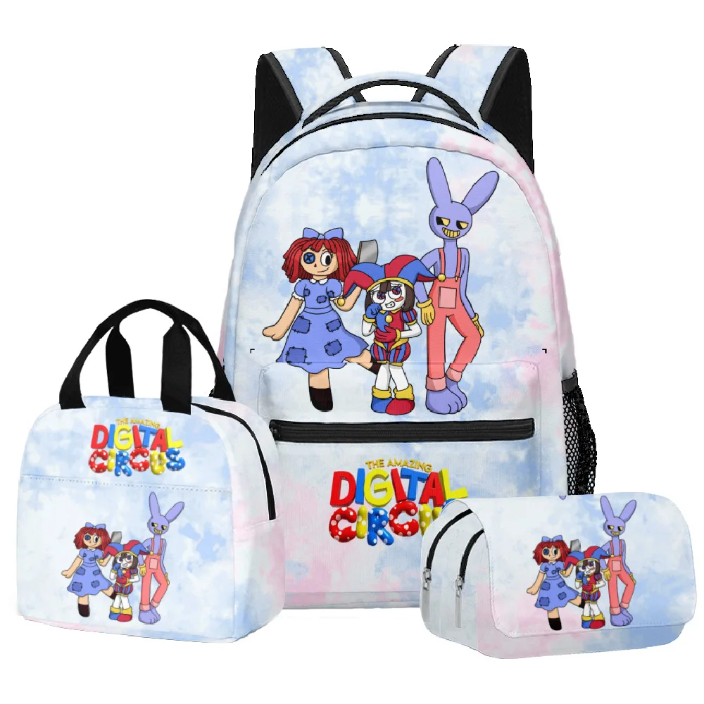 Fashion Youthful New The Amazing Digital Circus 3D Print 3pcs/Set Travel bags Laptop Daypack Backpack Lunch Bag Pencil Case