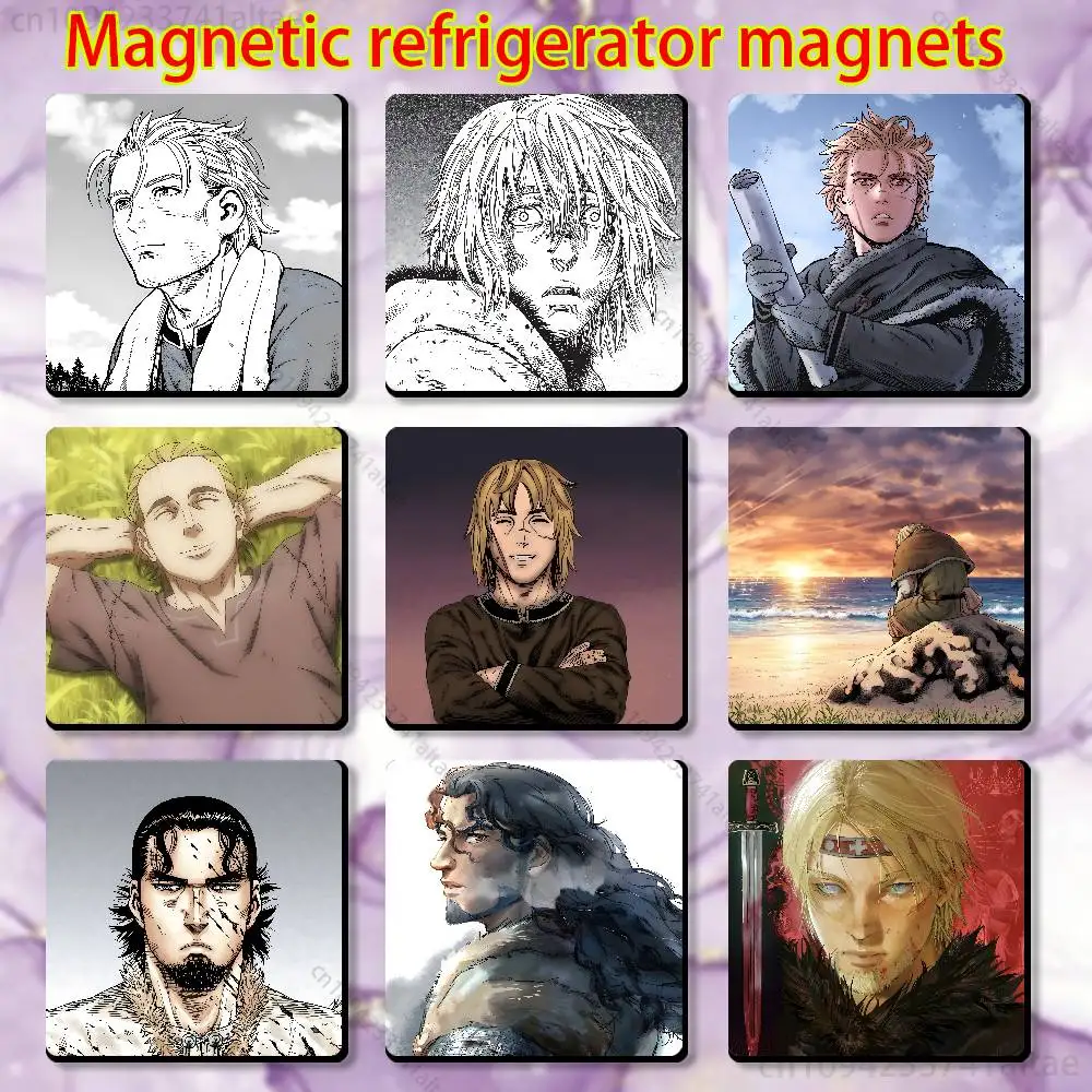 Imán para Refrigerador con Diseño de T-Thorfinn Vinland Saga Comics, Personalizado, Magnético, Duradero, de Plástico, con Superficie Cuadrada para Imágenes