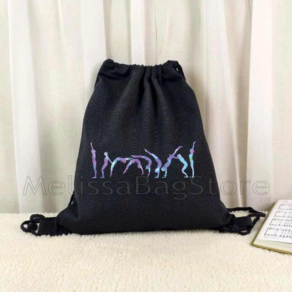 Gymnast Yoga Dance Collage Ballet Dancer Cute Gifts Gymnastics Girl Drawstring Bags Soccer Backpack Gym Yoga Sackpack String Bag