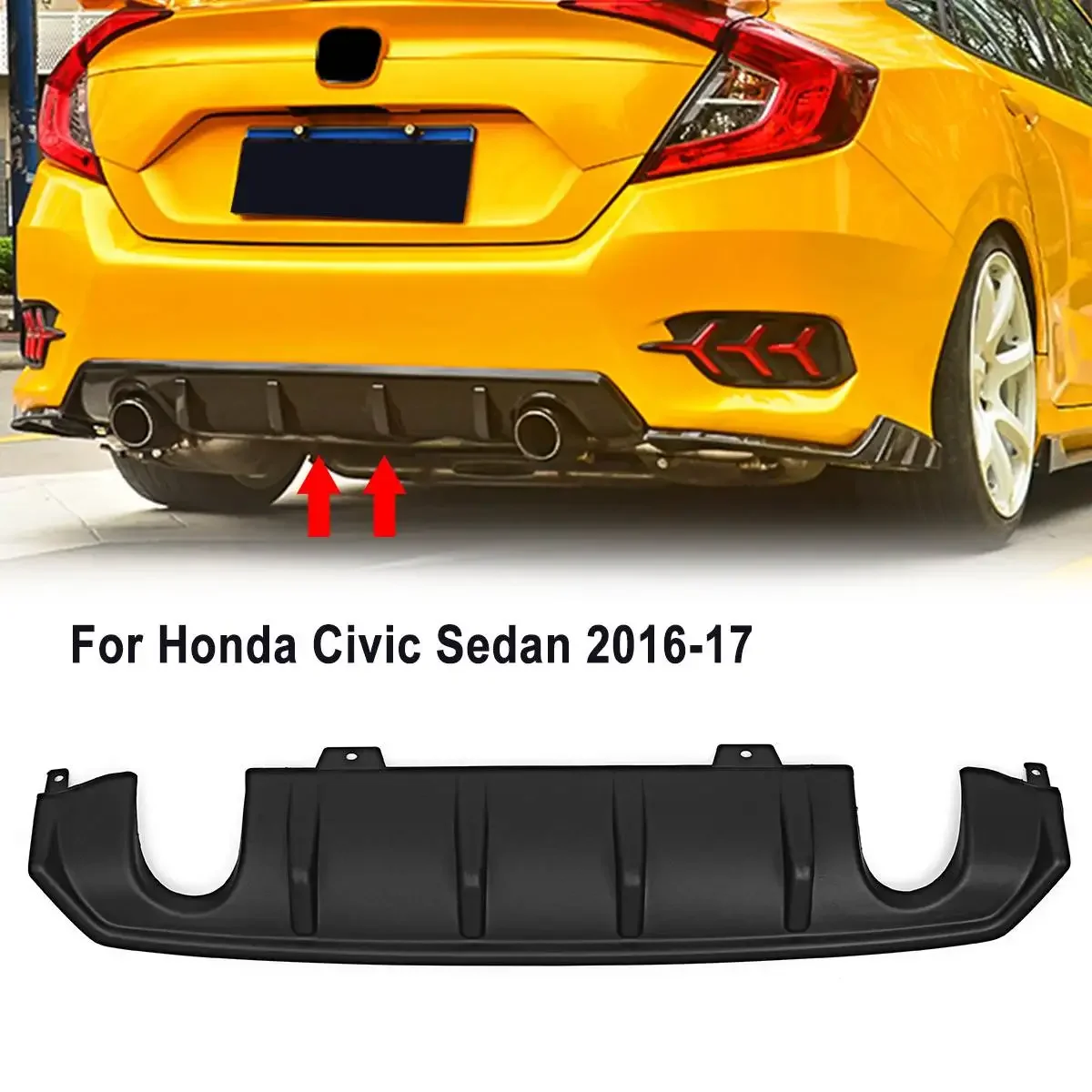 Car Rear Bumper Diffuser Splitter Lip Protector Spoiler Lips For Honda For Civic Sedan 2016 2017 Rear Chassis Spoiler Deflector