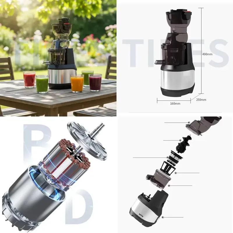 250W Smart Food Processor Slow Juicer Stainless Steel Housing Whole Cold Press Machine