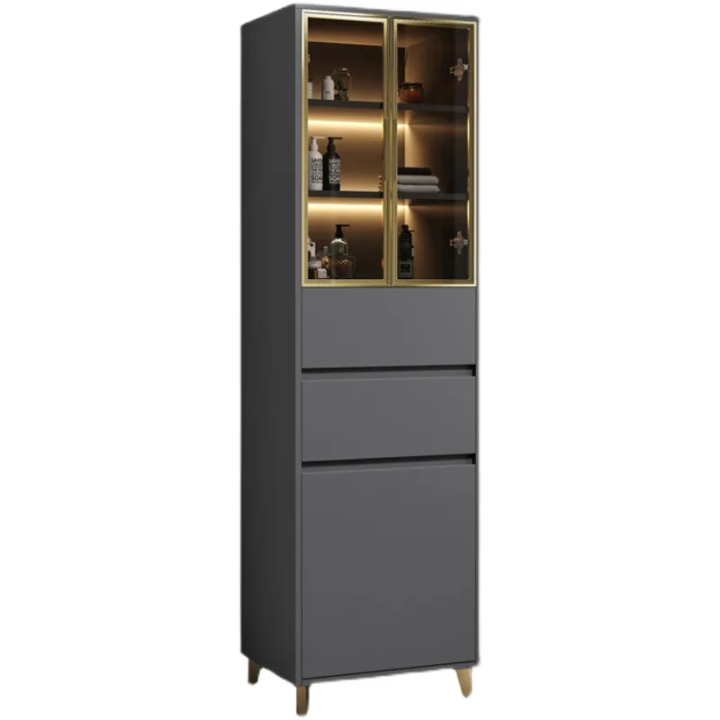 

Intelligent induction bathroom side cabinet Modern simple solid wood vertical cabinet Toilet floor toilet storage cabinet