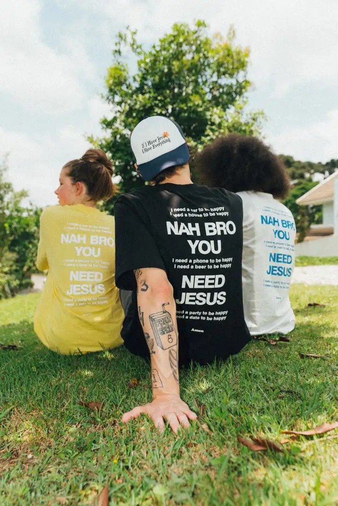 

Amen 2025 Men's Women's T Shirt NAH BRO YOU NEED JESUS Print Cotton Round Neck Short Sleeve Comfortable Casual T shirt