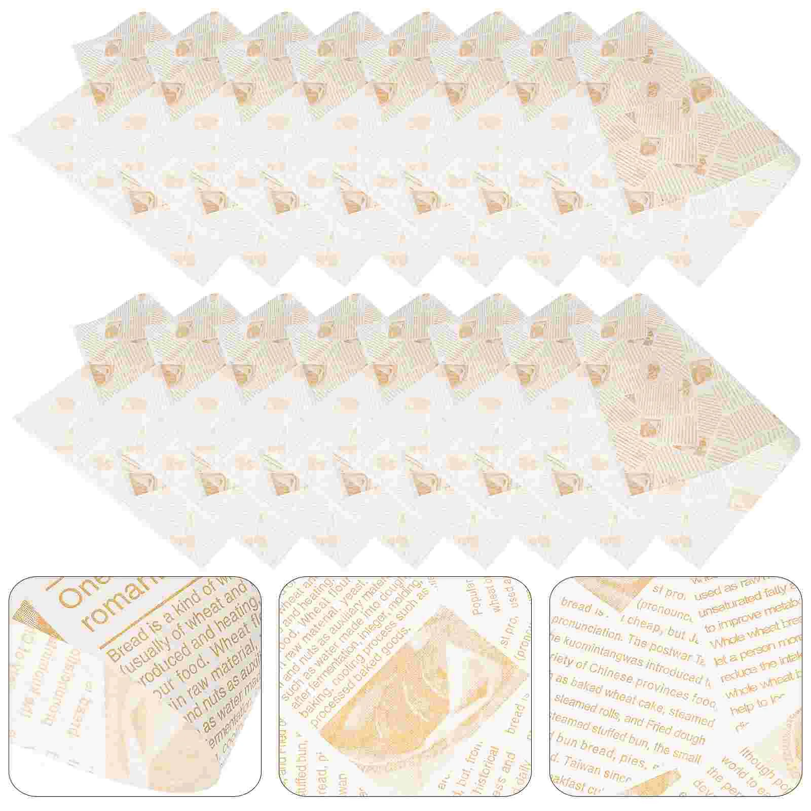 100 Sheets Oil-absorbing Wrapping Paper Kraft Baking Parchment Food for Party Packing Greaseproof Supplies Pad Snack Mat