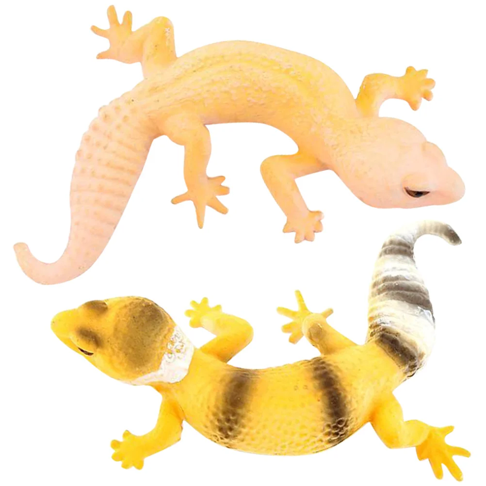 

2 Pcs Simulation Gecko Kids Toys Mini Boys Lizard Sculpture Figurine Model Child