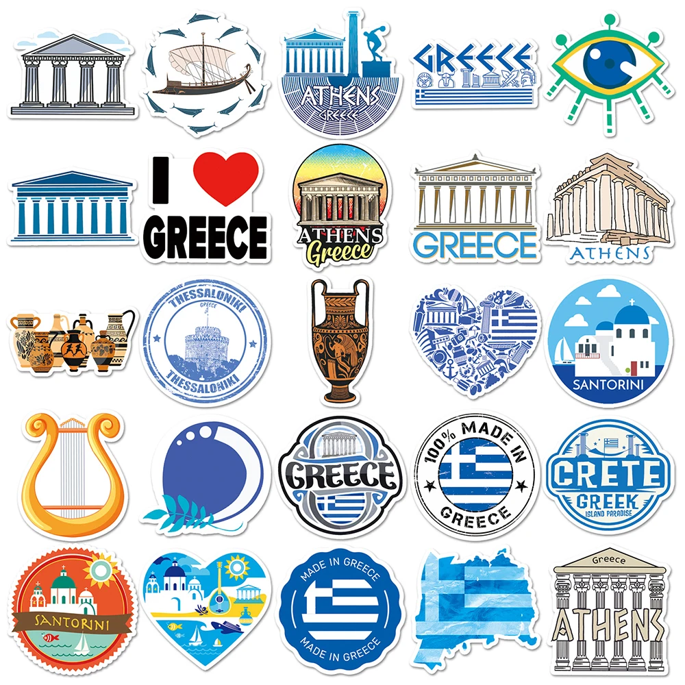 10/30/50 個ギリシャ都市屋外旅行ステッカー有名な風景建物デカール荷物ノートブック電話落書きステッカー装飾