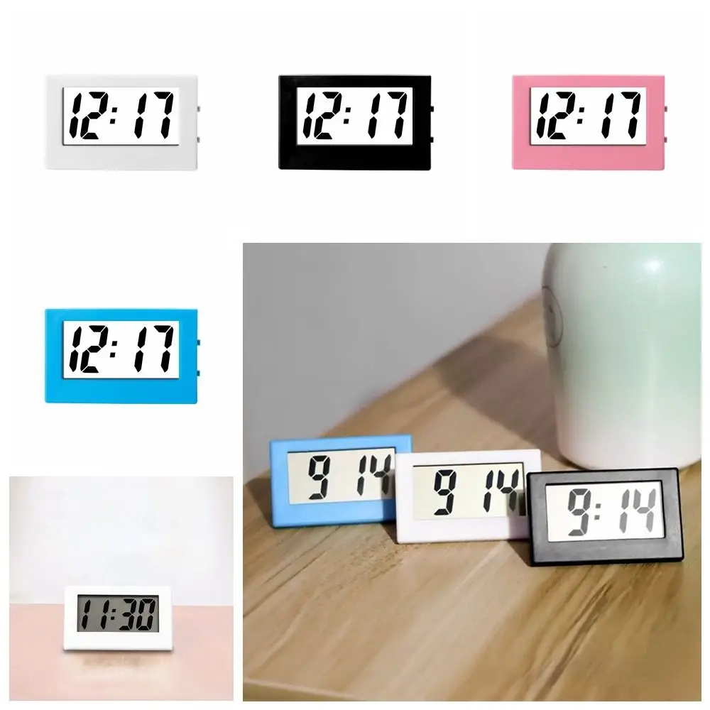 Mini Small Digital Car Desk Clock Meter Mini Digital LCD Display Travel Electronic Clock Home Office Desk Clock