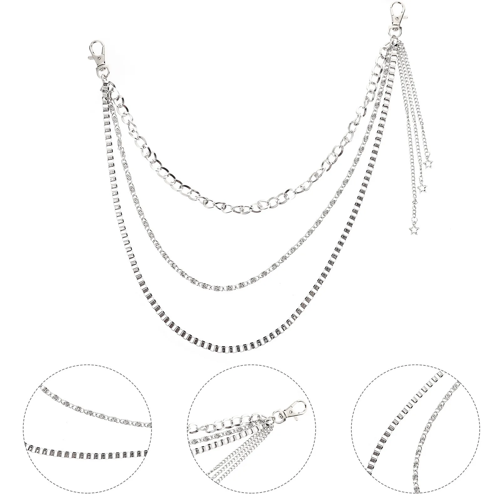 قطعتان من سلسلة الخصر الإبداعية متعددة الطبقات لبنطلون الجينز فاسق للارتداء وضبط تصميم قلادة فريد للرجال #3