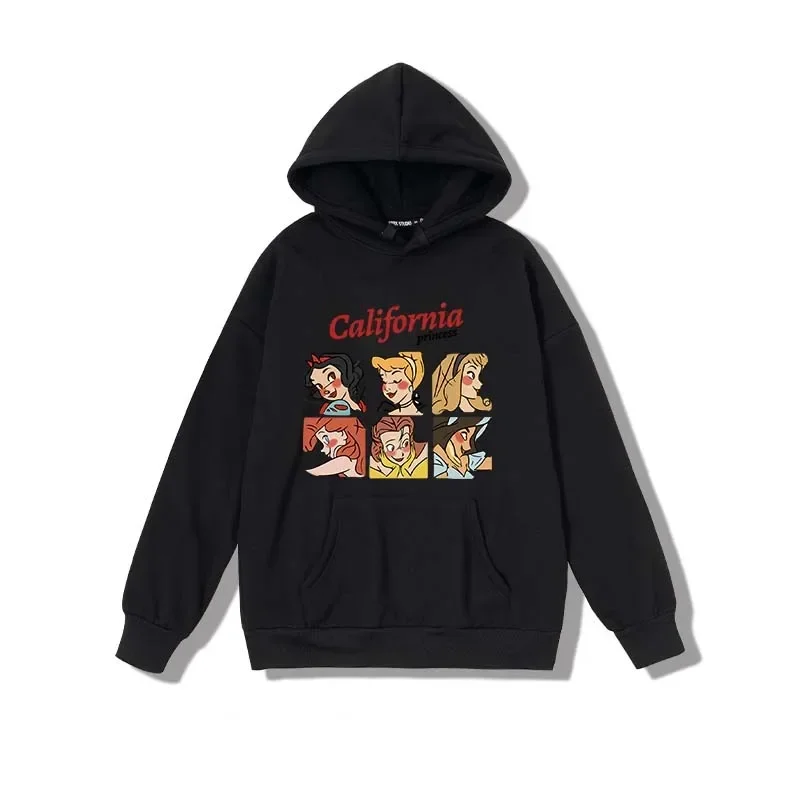 Sudadera con capucha con estampado de princesa Disney para mujer, de dibujos animados Sudadera con capucha, sudadera fina de manga larga, ropa de