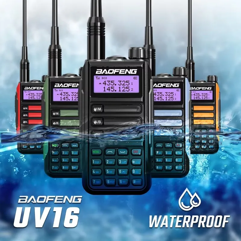 BaoFeng UV16 Walkie-Talkie Professional 10 KM Powerful Waterproof Long Range Type-C Charger VHF UHF Two Way Portable Radio