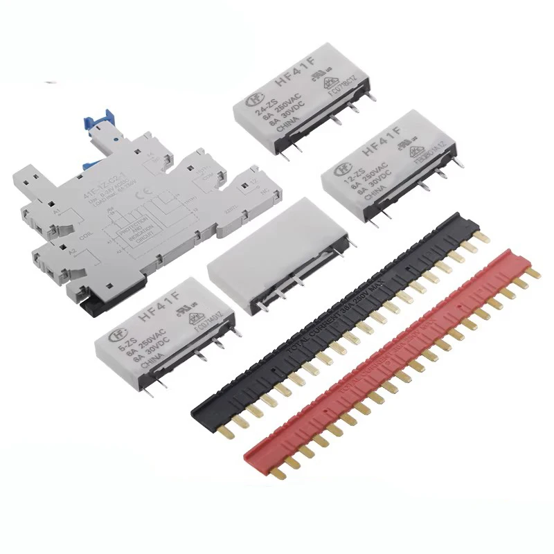 Power Relay HF41F-/5 12 24 -ZS -HST -ZST-HS-ZSTG 5/12/24/60VDC HF41F-24-ZS 41F-1Z-C2-1 Relay Base 6A 250VAC Shorting Bar