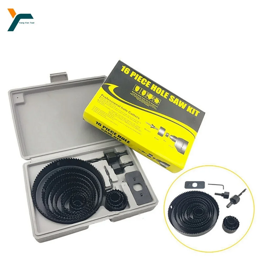 

16 шт., набор сверл для деревообработки, 19-127 мм, режущая пила из углеродистой стали, мягкая древесина, ПВХ доска, резак для открывания отверстий из гипсокартона