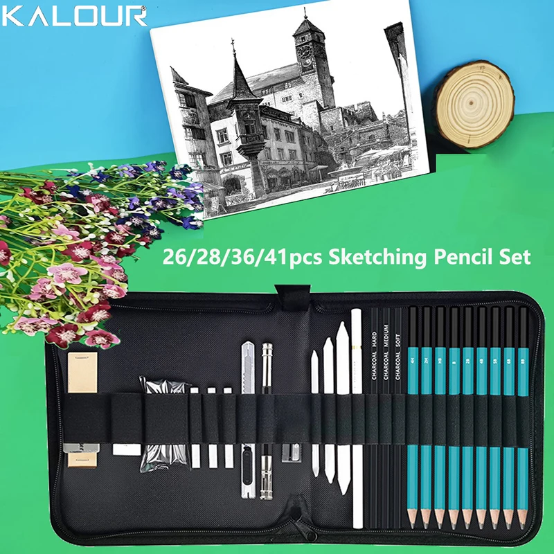 

Kalour Pro Sketch Pencil Charcoal Set Высококачественный графитовый набор для рисования с несколькими эскизами для художников, взрослых и детей 드로잉
