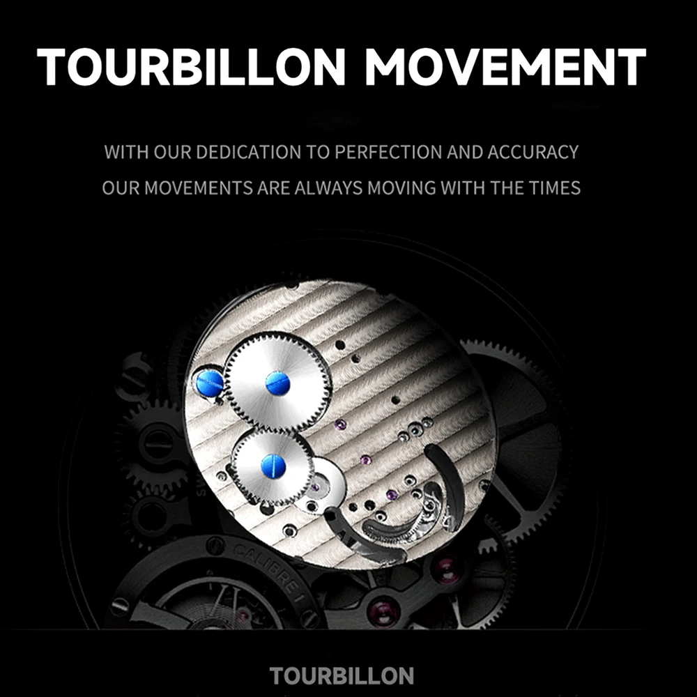 41mm Luxury men's watch Tourbillon Stainless steel waterproof watch Self-developed movement Automatic Mechanical wrist watch view 5