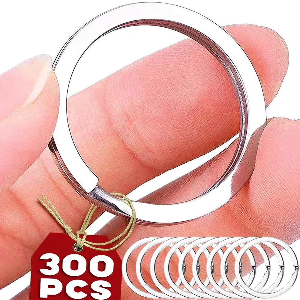 Wholesale DIY Keychain Flat Split Rings Hooks Metal Blank Ring Keyfob Holder Lobster Clasp Pendant Stainless Steel Findings 25mm