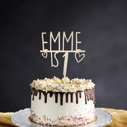 Personalized Children Name Age Birthday Cake Topper Wood Acrylic Custom Baby Shower Supplies Baptism Birthday Party Decor