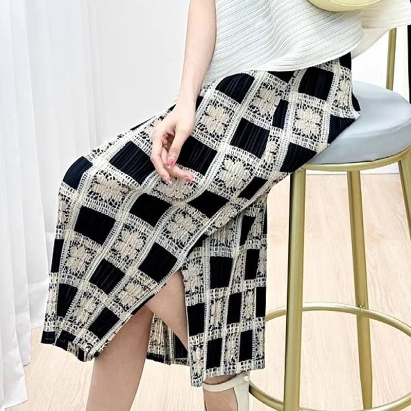 

Summer New Contrast Ice Stripe Short Sleeve Dress Straight Knitted Skirt faldas mujer moda 2023 women skirt