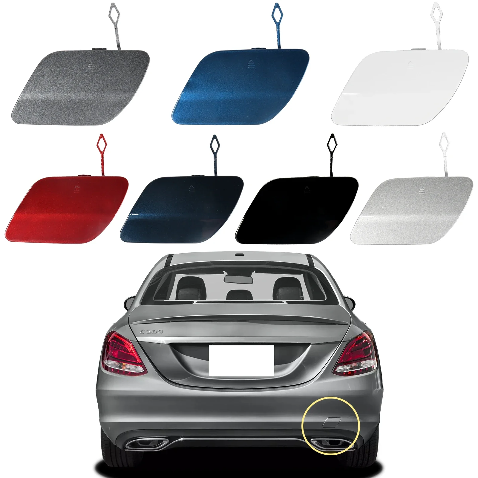 

Rear Bumper Tow Hook Cap Towing Eye Cover For Mercedes-Benz C-Class W205 C180 C200 C280 C300 C320 C350 2014 -2018 2058850224