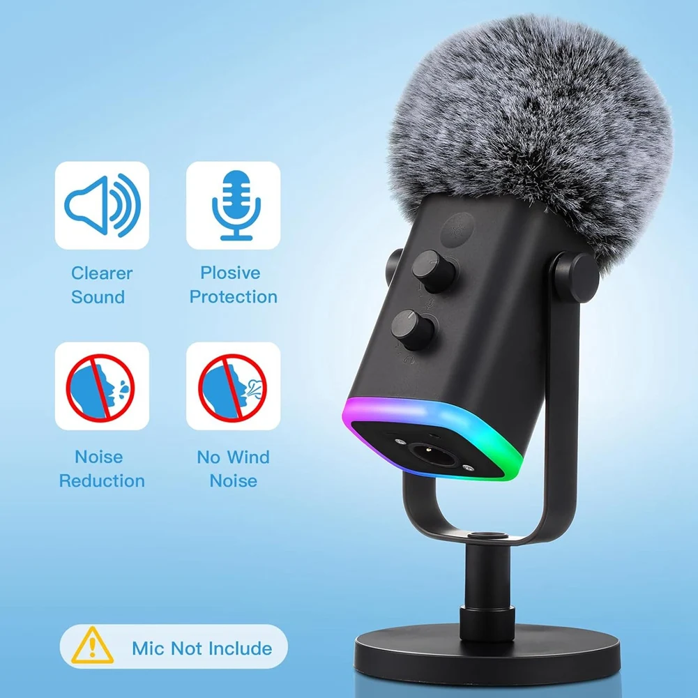 Mic Foam Cover for Blue Yeti Microphone,Mic Foam Cover with Furry Windscreen Muff Windshield for ZealSound White+Black NND