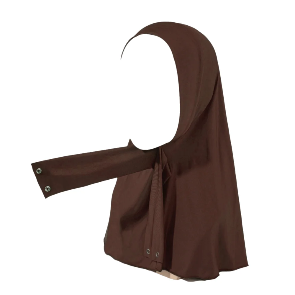 

Newest Polyester Material Muslim Hijab Solid Color Convenient Design Headscarf High Quality Pin Free Turban Shawl Women Wear