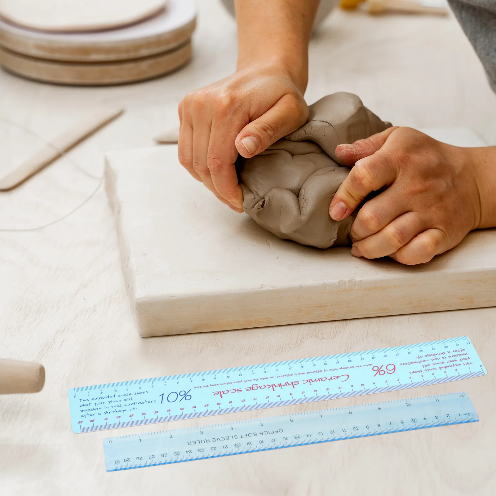 

2Pcs Ceramic Sculpture Clay Scale Ruler Shrinkage Measuring Tool Plastic Clay Pottery Craft Supplies Pottery Measuring Tool