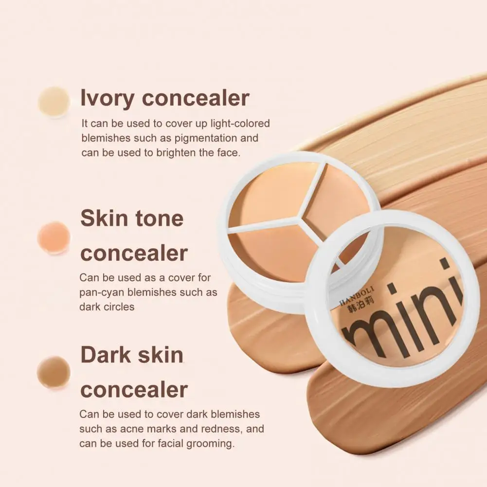 Three-color Concealer Long-lasting Concealer Long Lasting Concealer Palette for Full Coverage of Dark Circles Acne Spots