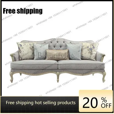 

XX American country solid wood sofa double single triple combination living room French