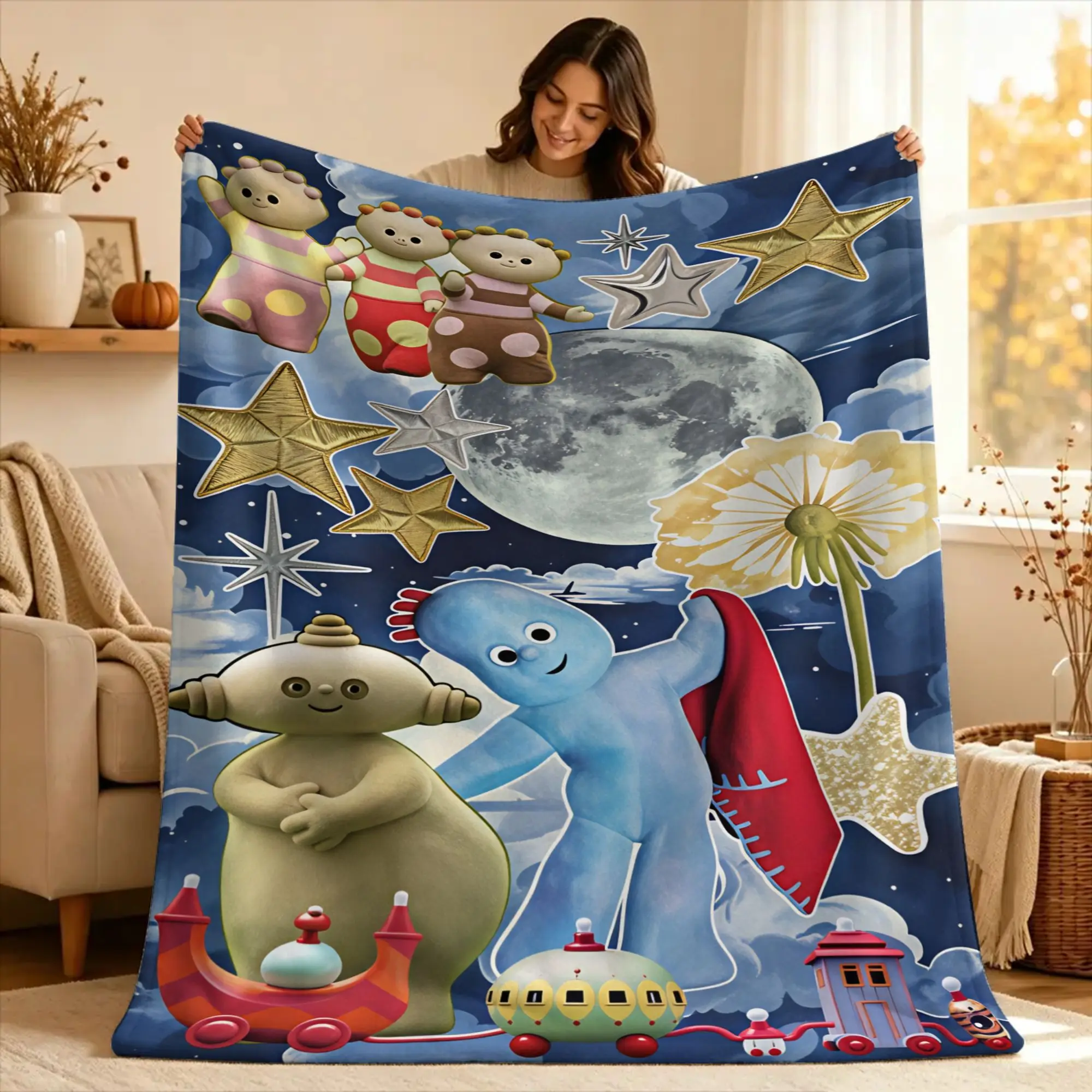 The Haahoos In the night garden Blanket Warm Soft Novelty Plush Throw Blanket For Couch Chair Travel Flannel Bedspread Bed Cover
